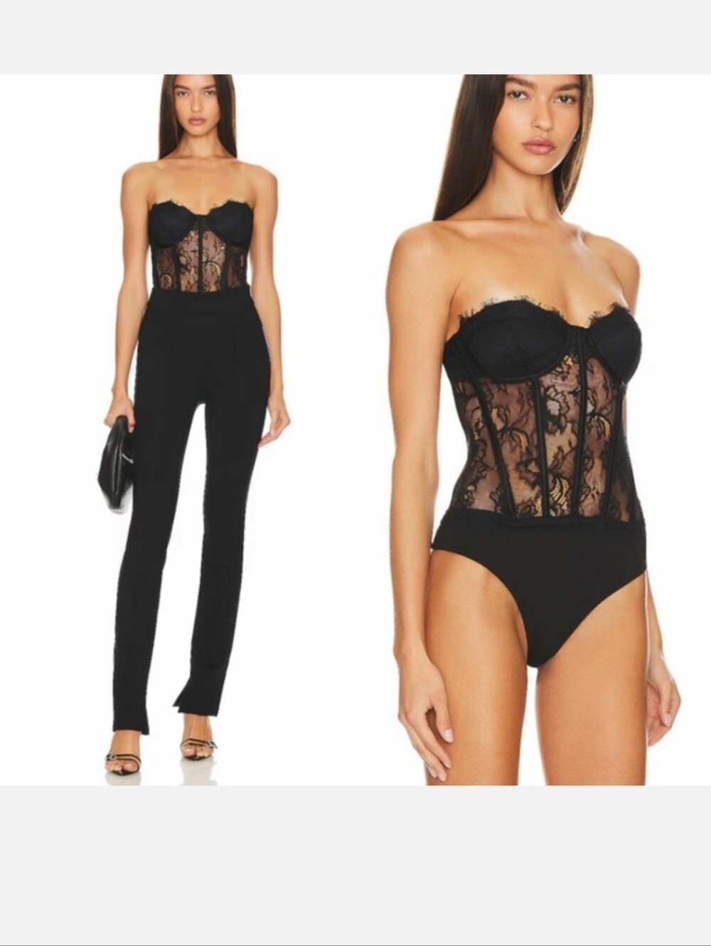 Retrofete Otto Bodysuit Black Lace Corset size Medium Strapless Going Out Top